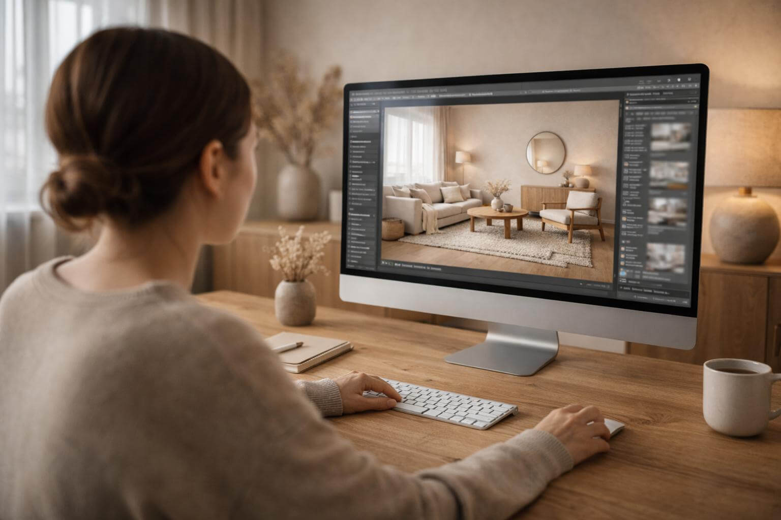 Designer creating warm interior concept